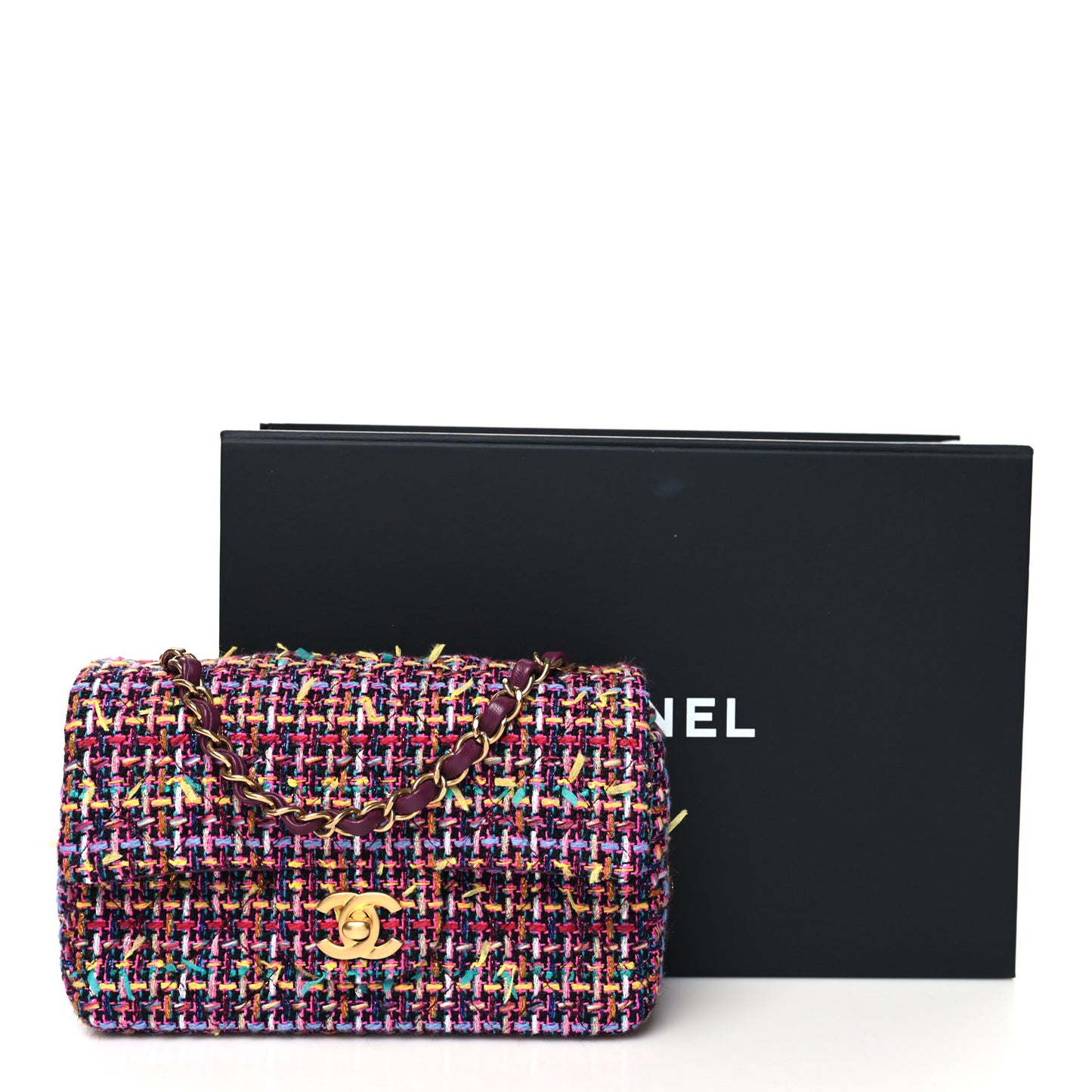 Tweed Quilted Mini Rectangular Flap Pink Multicolor