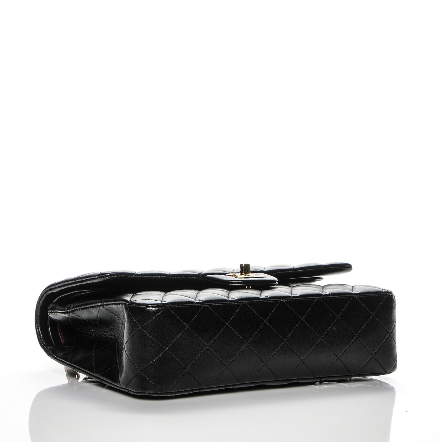 Lambskin Quilted Medium Double Flap Black