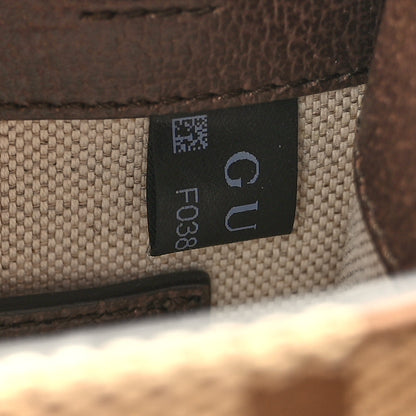 Gucci Monogram Jumbo GG Textured Dollar Calfskin Web Mini Vertical Tote Camel Ebony New Acero 7 of 10
