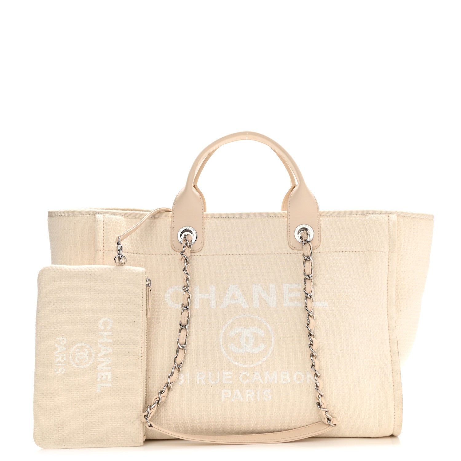 Chanel Canvas Medium Deauville Tote Beige 1 of 12