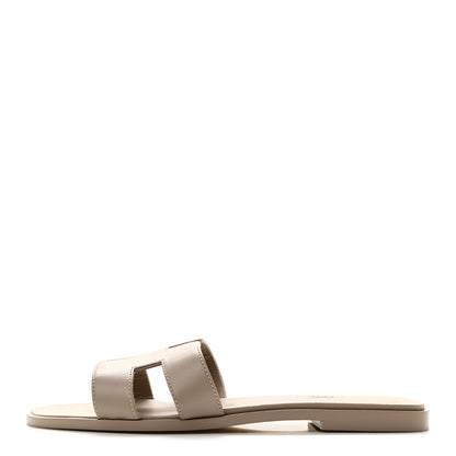 Hermes Box Calfskin Oran Sandals 38 Beige Mastic 1 of 9
