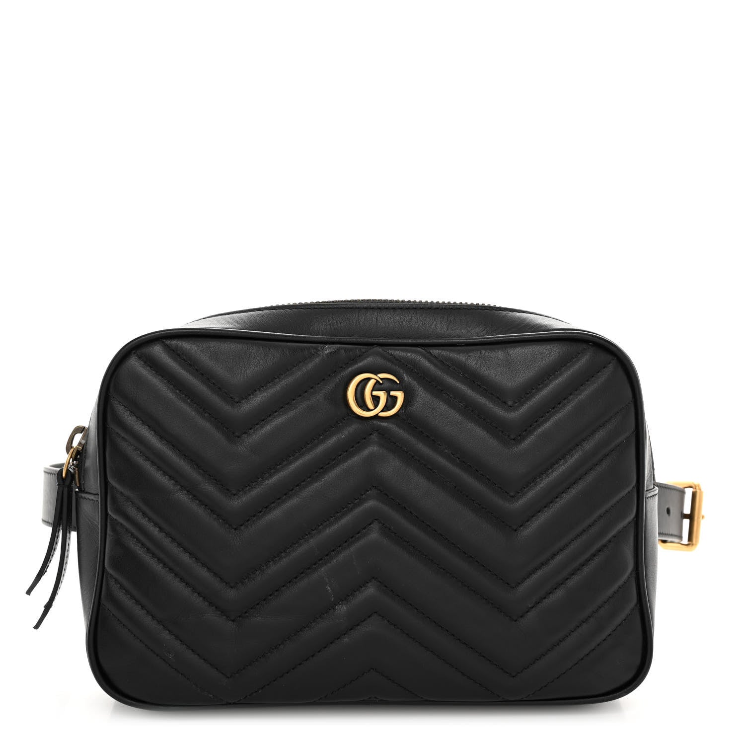 Gucci Calfskin Matelasse Mens GG Marmont Belt Bag 90 36 Black 1 of 12