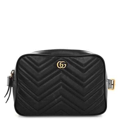 Gucci Calfskin Matelasse Mens GG Marmont Belt Bag 90 36 Black 1 of 12