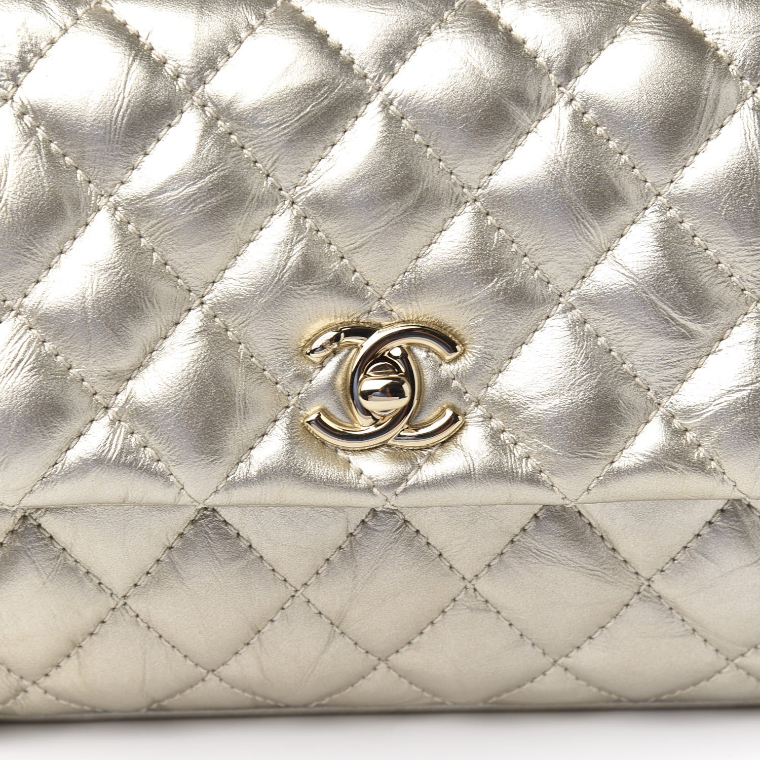 Chanel Metallic Aged Calfskin Quilted Mini Coco Handle Flap Gold 9 of 10
