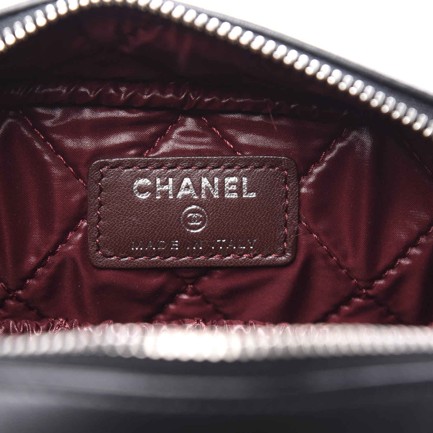Chanel Lambskin Quilted Medium Curvy Pouch Cosmetic Case Black 5 of 9
