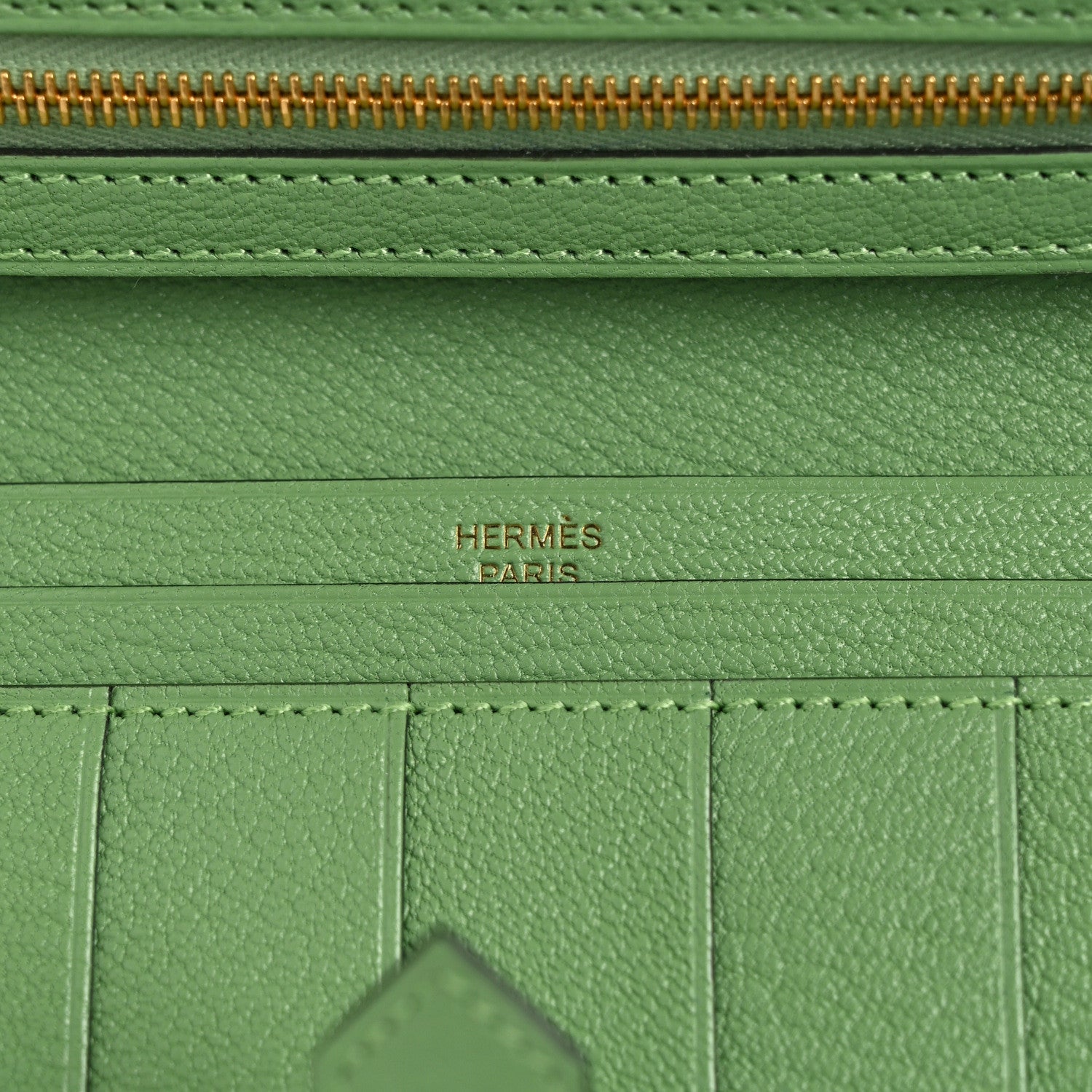 Hermes Chèvre Mysore Bearn Gusset Wallet Vert Criquet 6 of 9