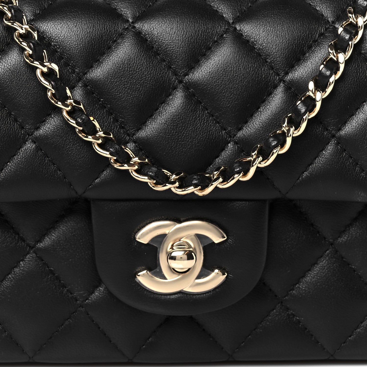 Chanel Lambskin Quilted Mini Top Handle Rectangular Flap Black 8 of 11