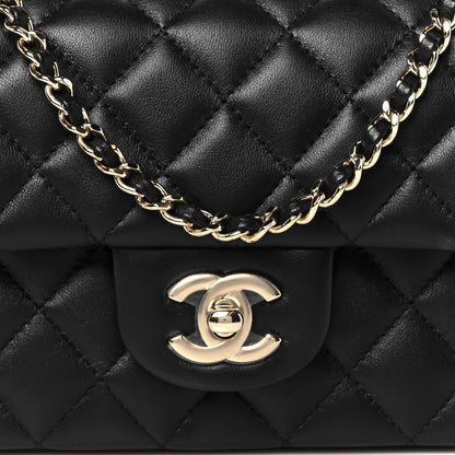 Chanel Lambskin Quilted Mini Top Handle Rectangular Flap Black 8 of 11