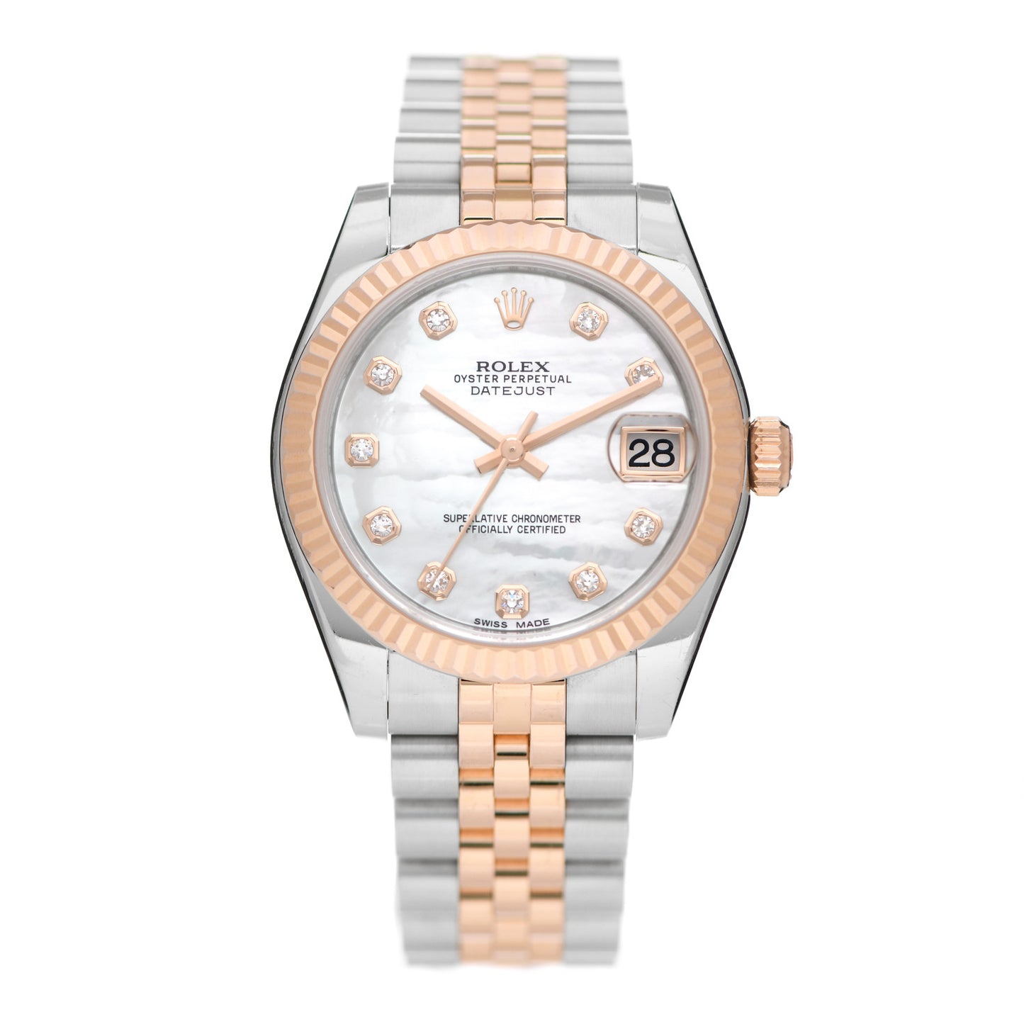 Stainless Steel 18K Everose Gold Diamond Mother of Pearl 31mm Oyster Perpetual Datejust Watch 178271