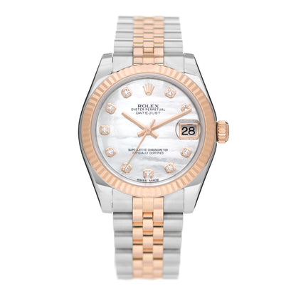 Rolex Stainless Steel 18K Everose Gold Diamond Mother of Pearl 31mm Oyster Perpetual Datejust Watch 178271 1 of 4