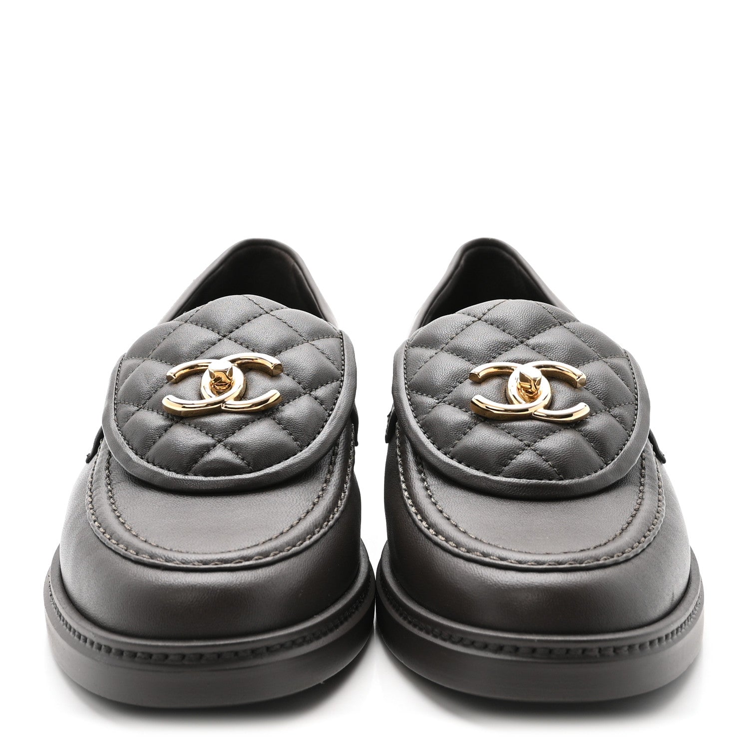 Chanel Lambskin Quilted CC Turnlock Loafers 39.5 Dark Brown 3 of 9