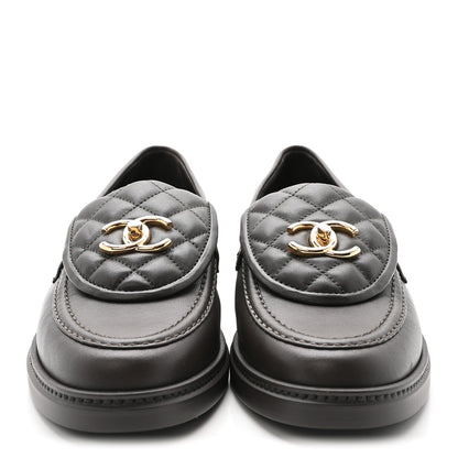 Chanel Lambskin Quilted CC Turnlock Loafers 39.5 Dark Brown 3 of 9