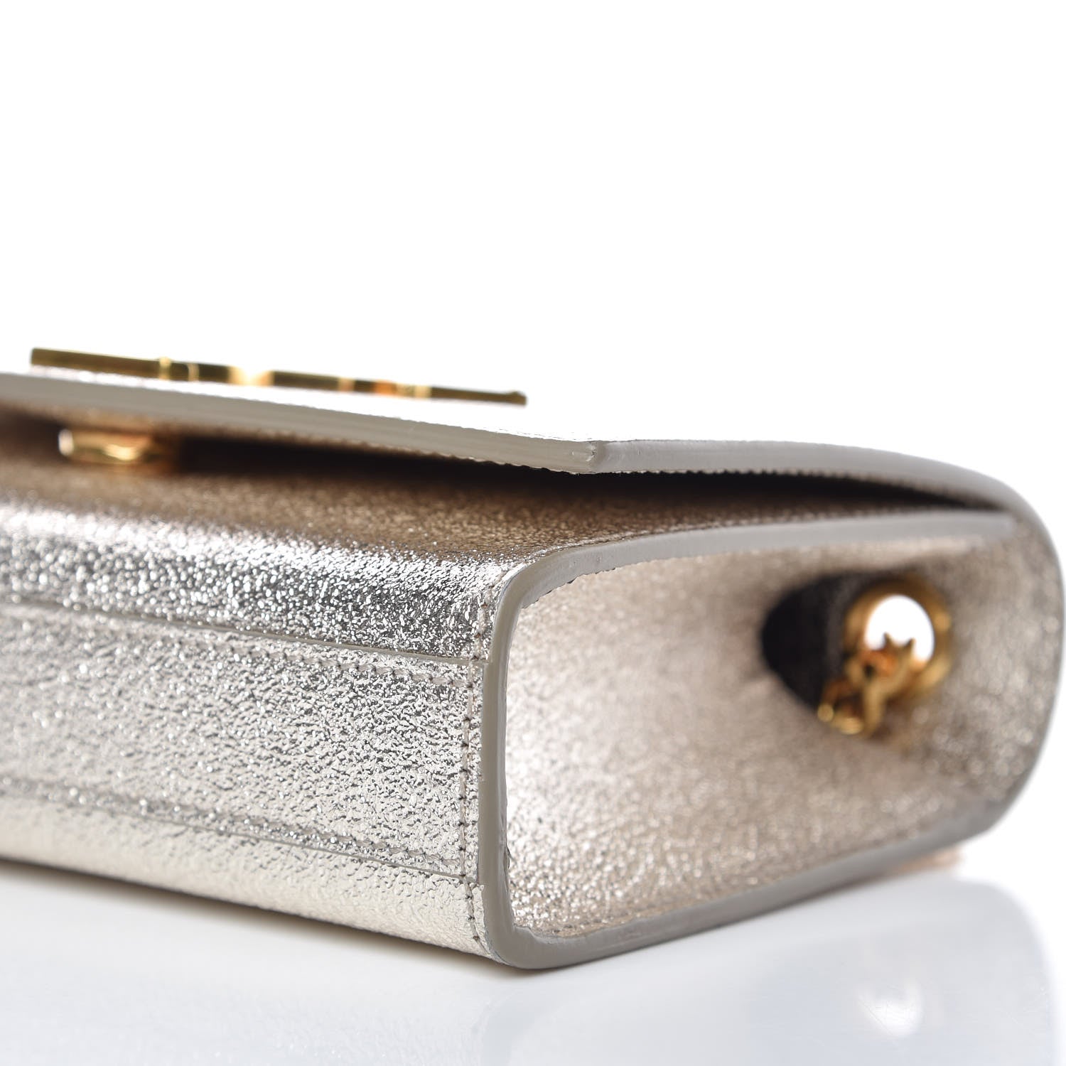 Saint Laurent Metallic Calfskin Small Classic Monogram Kate Satchel Pale Gold 8 of 8