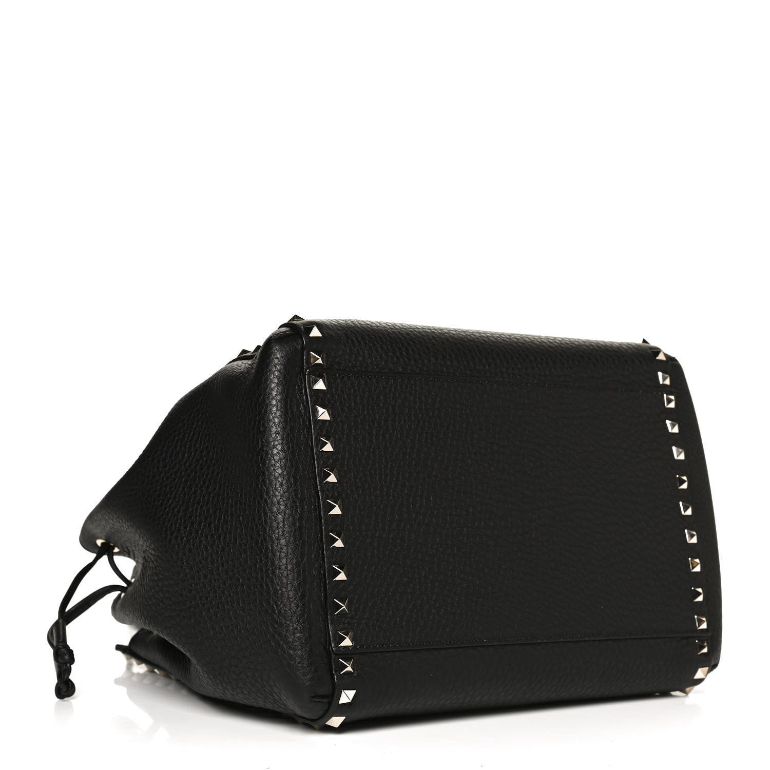 Valentino Garavani Grained Calfskin Rockstud Double Handle Cinch Tote Black 4 of 9