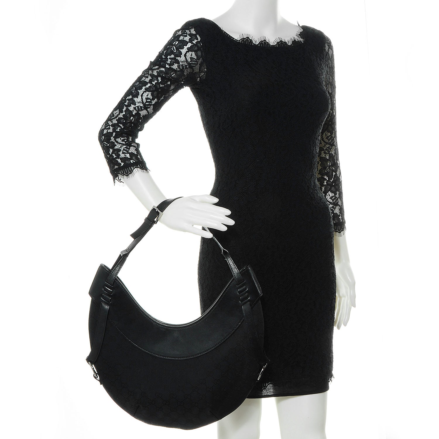 Gucci Monogram Half Moon Hobo Black 2 of 7