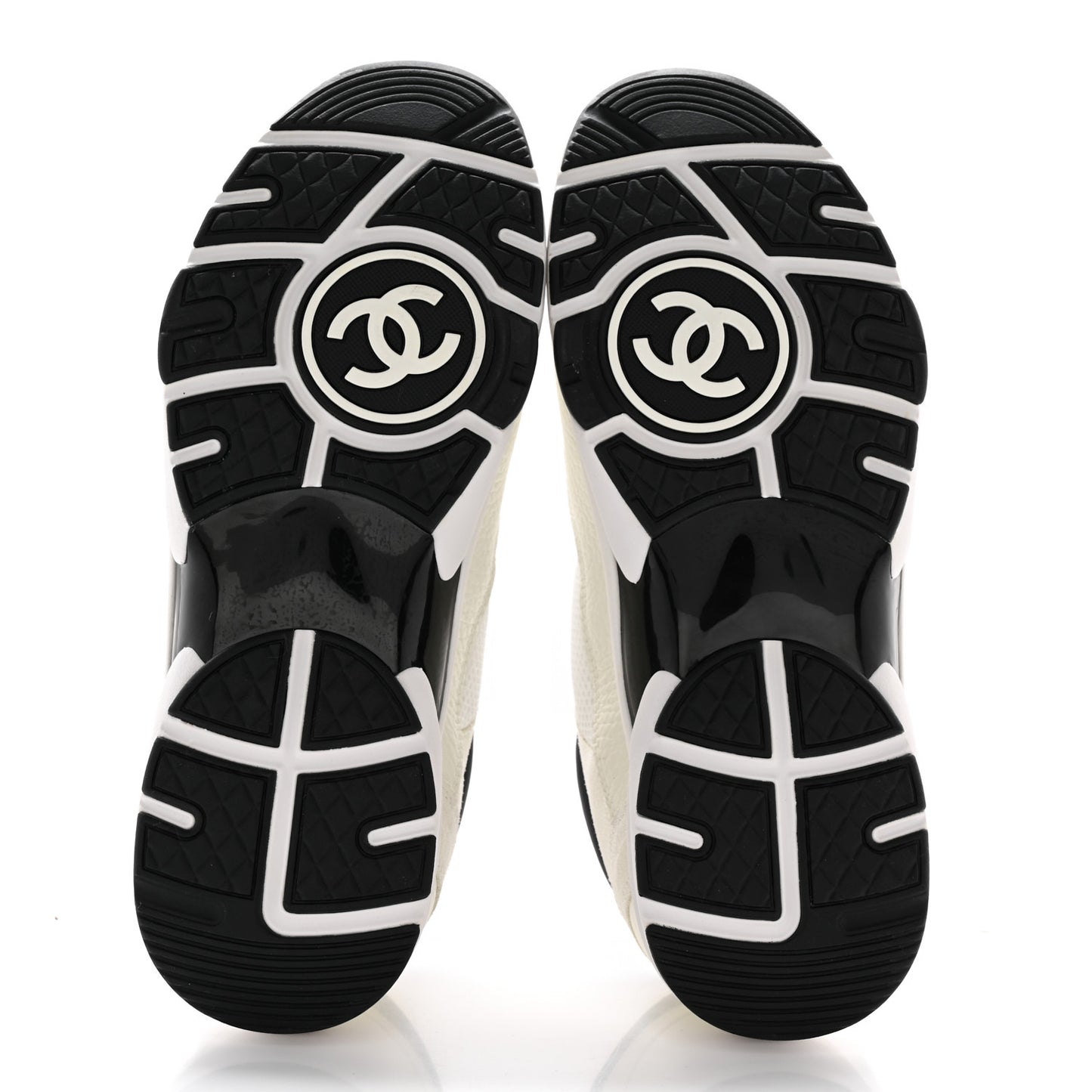 Mesh Suede Calfskin Grained Calfskin Womens CC Sneakers 41 White Black