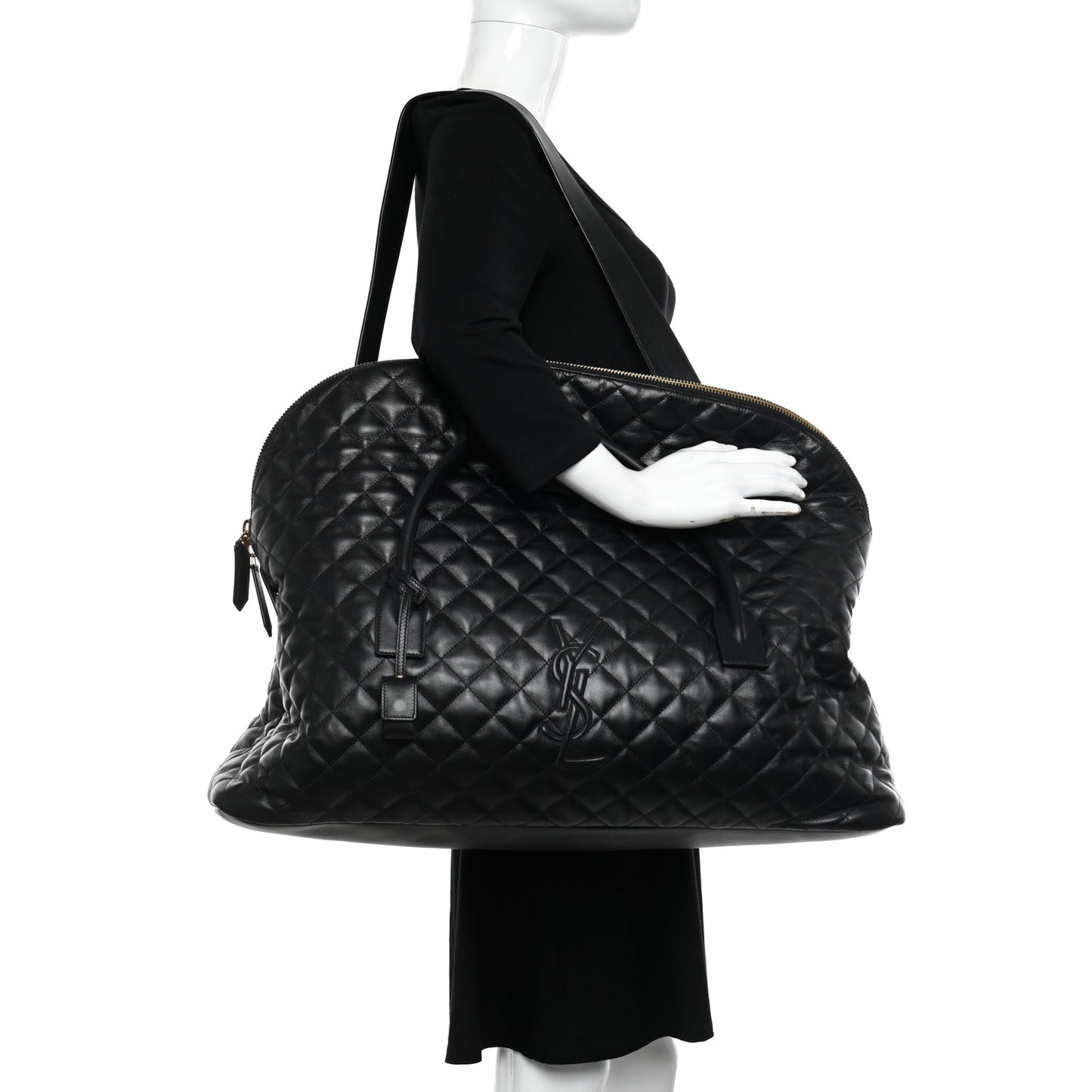 Calfskin Quilted ES Giant Travel Bag Black