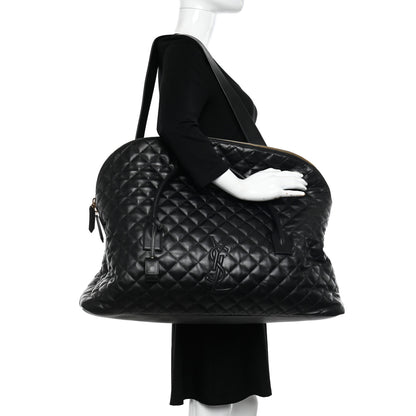 Saint Laurent Calfskin Quilted ES Giant Travel Bag Black 2 of 15