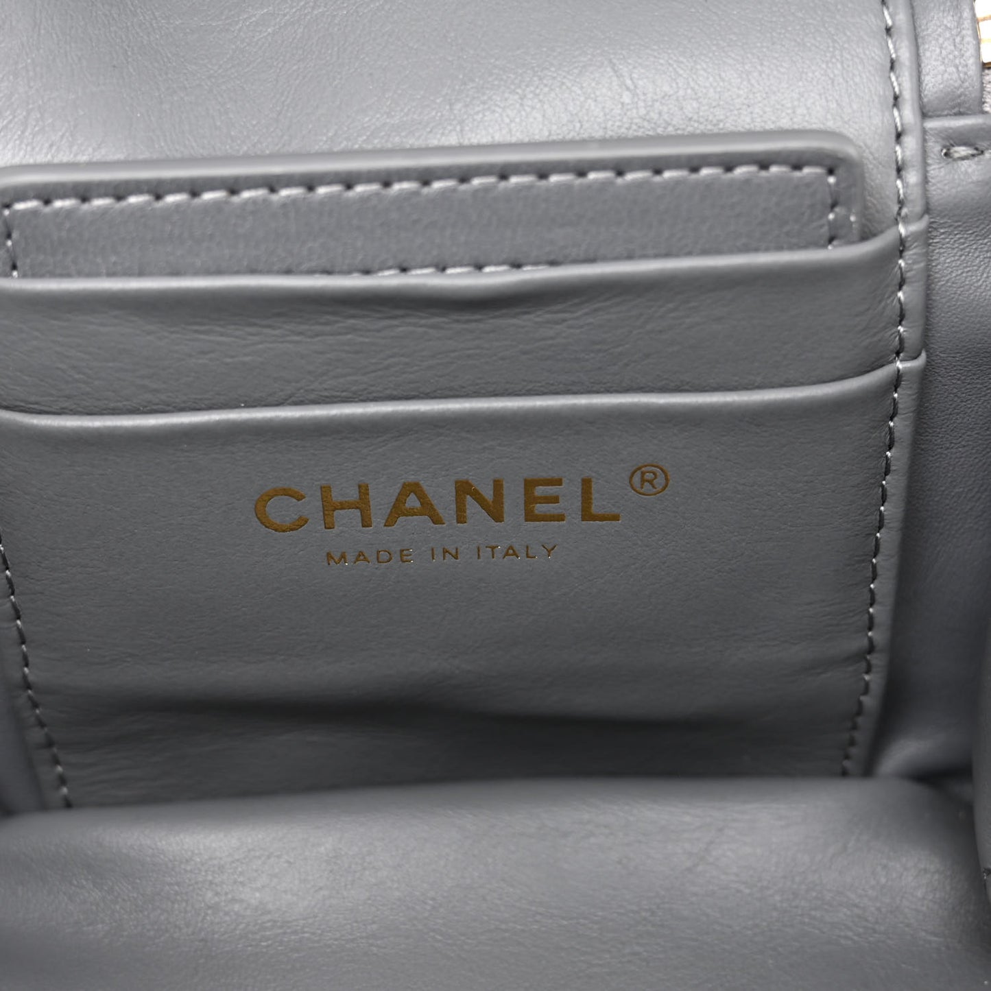 Shearling Lambskin Quilted Small Vanity Case Grey