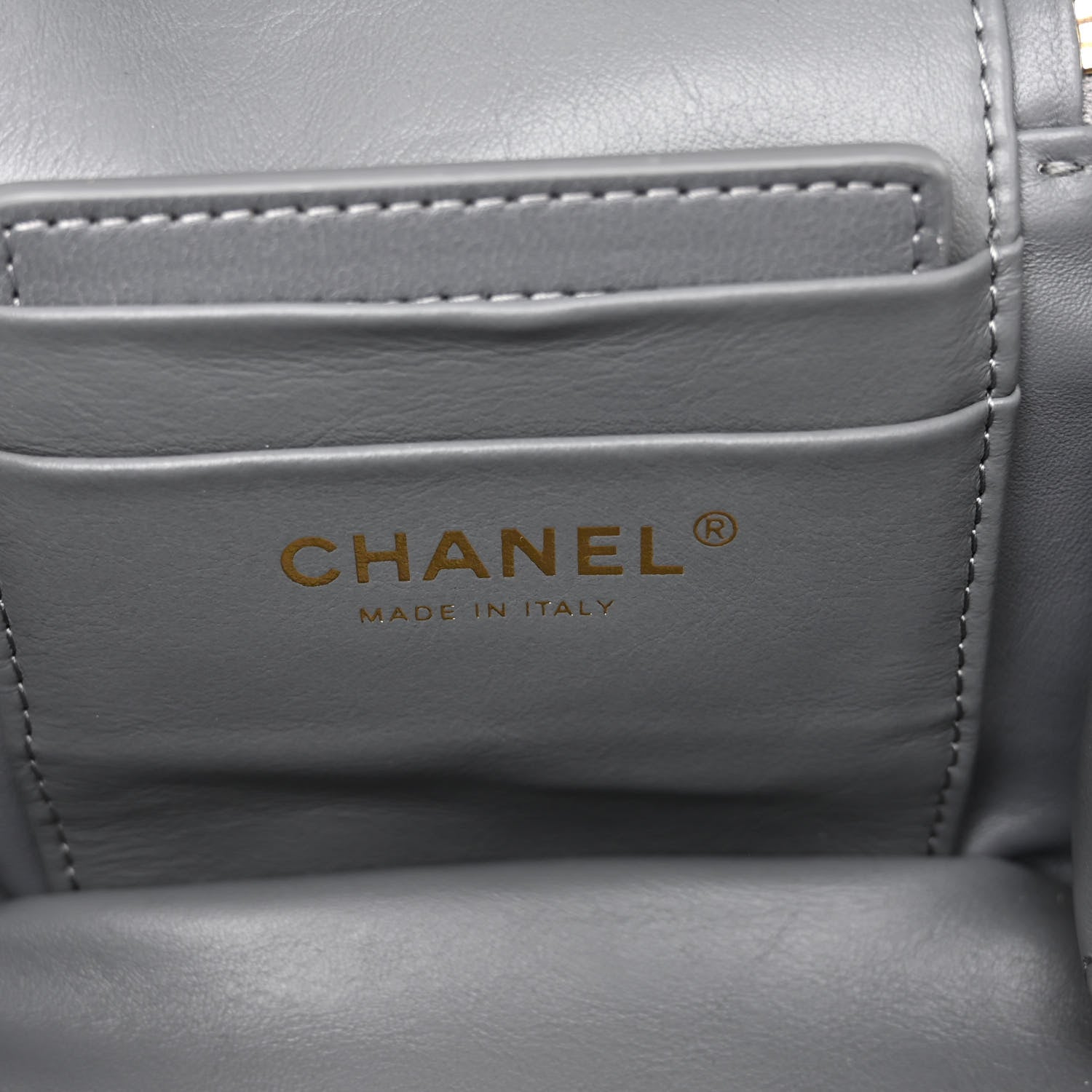 Chanel Shearling Lambskin Quilted Small Vanity Case Grey 6 of 10
