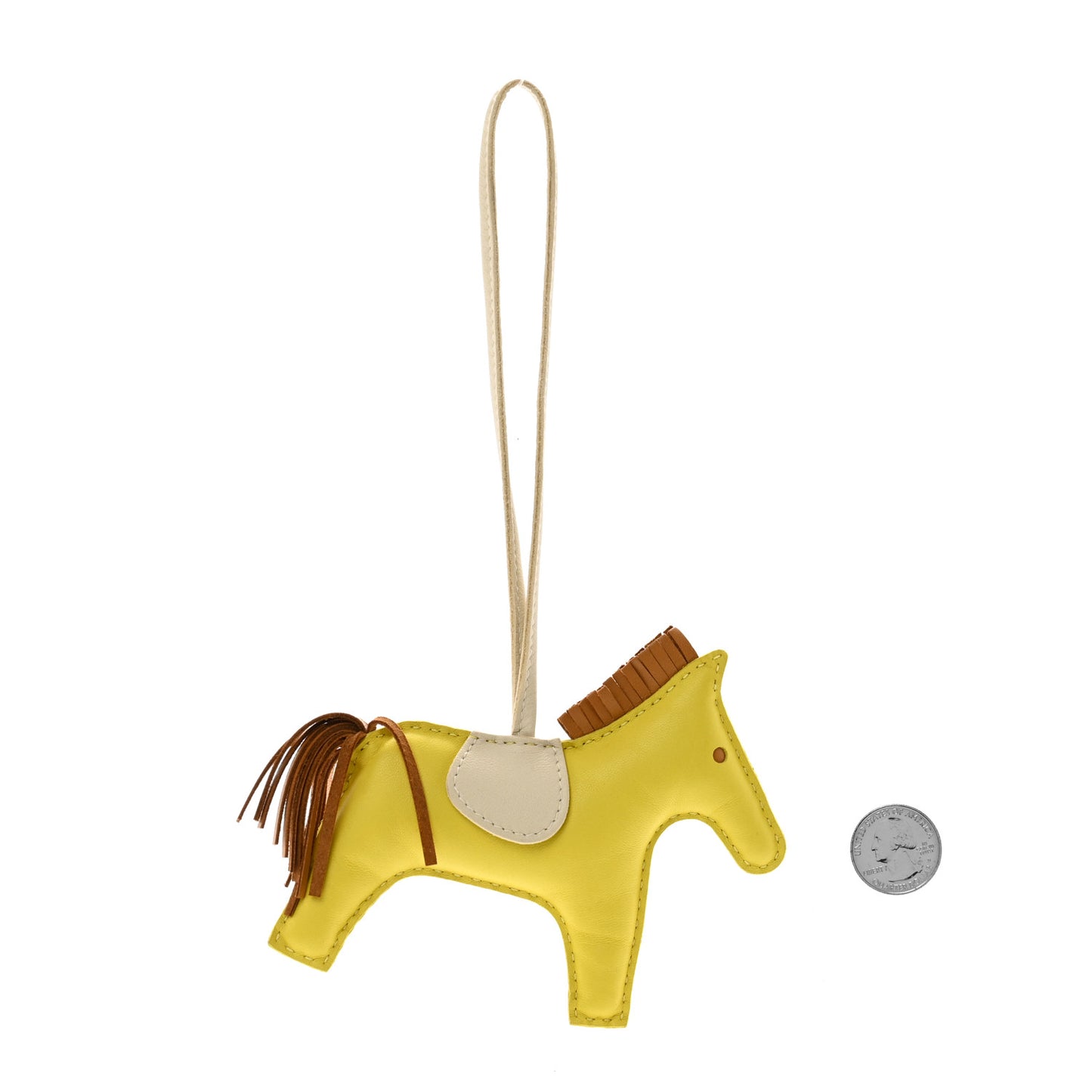 Milo Lambskin Grigri Rodeo Horse Bag Charm MM Lime Sesame Craie
