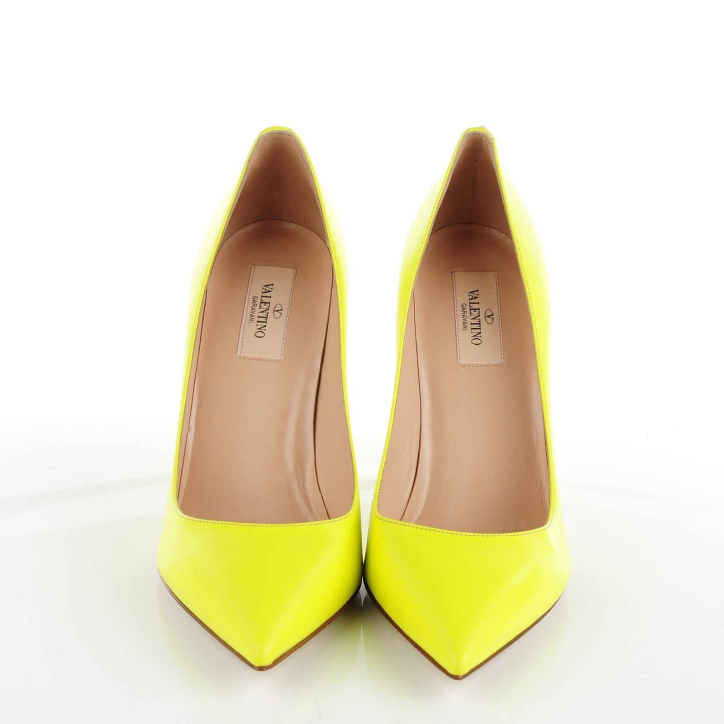 Matte Calfskin Rockstud New Plain 100mm Pumps 39 Yellow