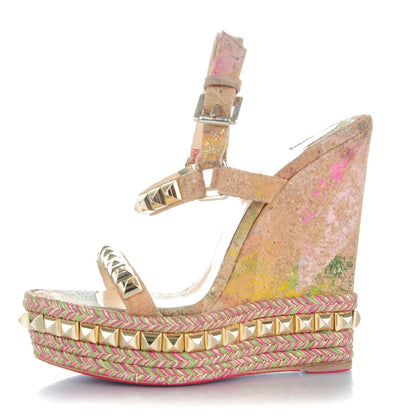 Christian Louboutin Cork Bloom Print Cataclou 140 Wedge Sandals 36 Multicolor 1 of 8