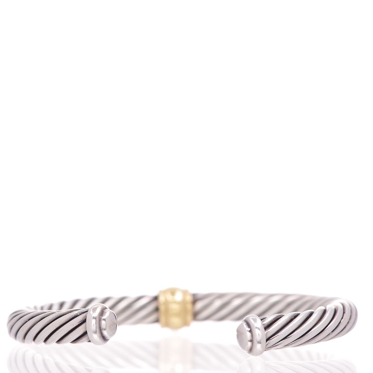 David Yurman Sterling Silver 18K Yellow Gold Lemon Citrine 7mm Cable Classics Single Station Bracelet M 3 of 5