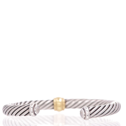 David Yurman Sterling Silver 18K Yellow Gold Lemon Citrine 7mm Cable Classics Single Station Bracelet M 3 of 5
