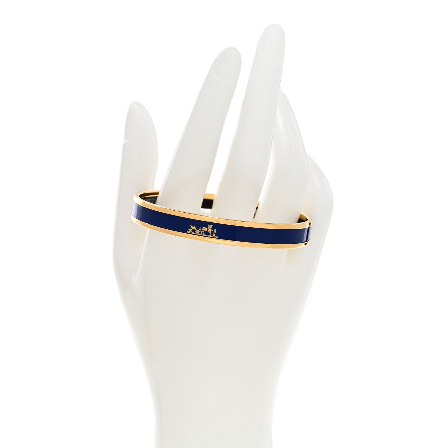 Hermes Enamel Printed Caleche Narrow Bracelet 70 Bleu 2 of 5