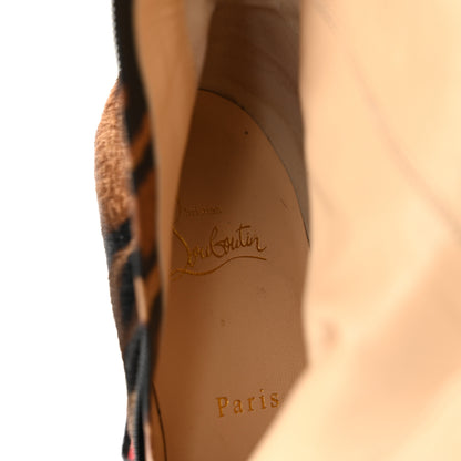 Christian Louboutin Pony Hair Bengali Print Miss Z 100 Knee High Boots 40 Brown 7 of 8