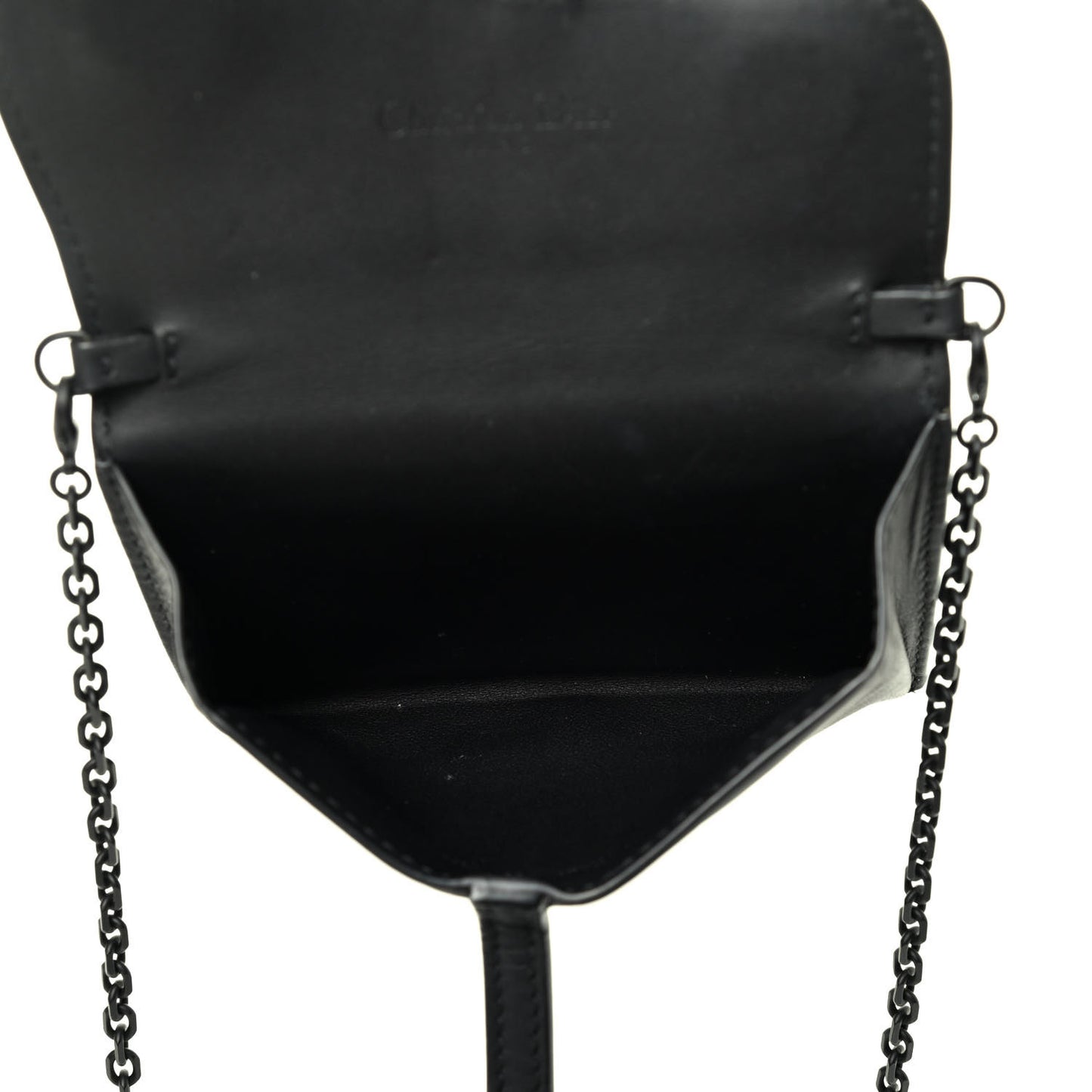 Ultra Matte Calfskin Nano Saddle Chain Pouch Black