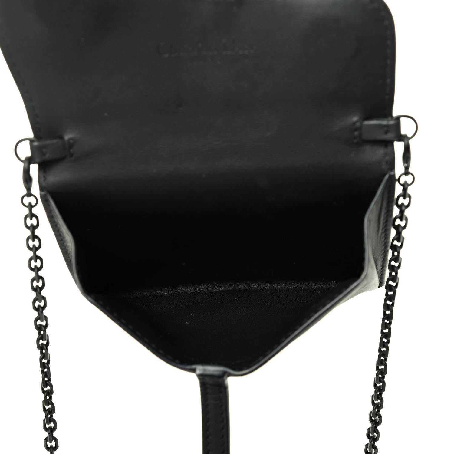Christian Dior Ultra Matte Calfskin Nano Saddle Chain Pouch Black 4 of 4
