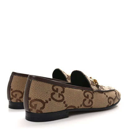 Gucci Monogram Jumbo GG Malaga Kid Horsebit Womens Jordaan Loafers 39 Camel Ebony New Acero Beige 4 of 9