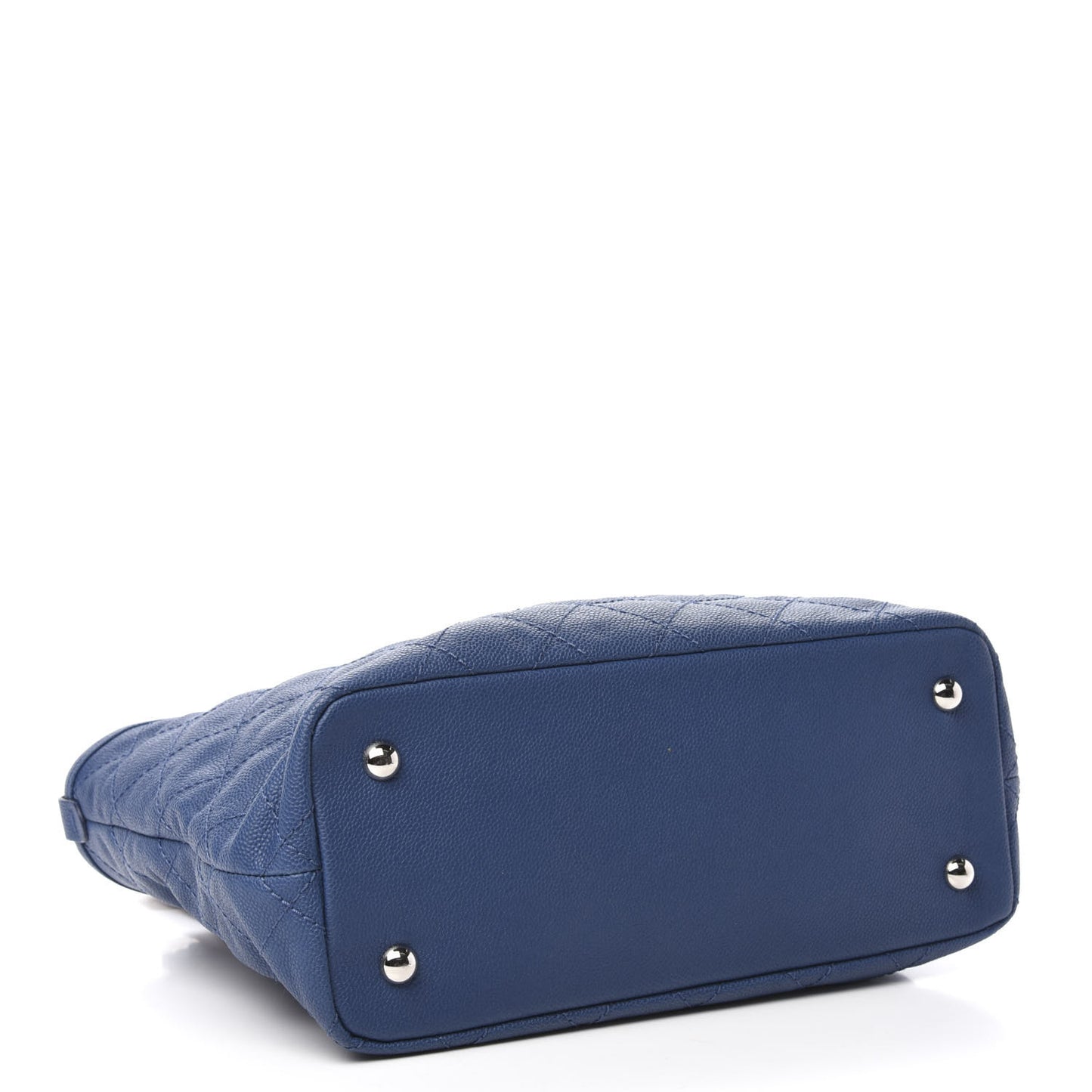 Grained Calfskin Quilted Small Daily Tote Blue