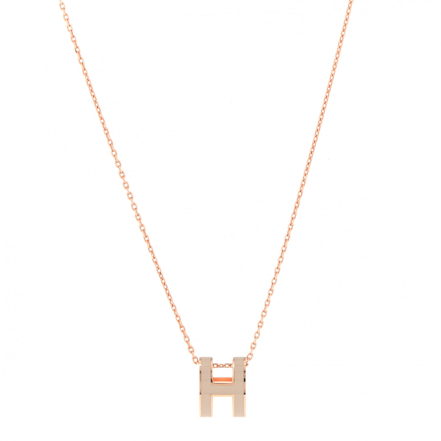 Lacquered Gold Pop H Pendant Necklace Marron Glace