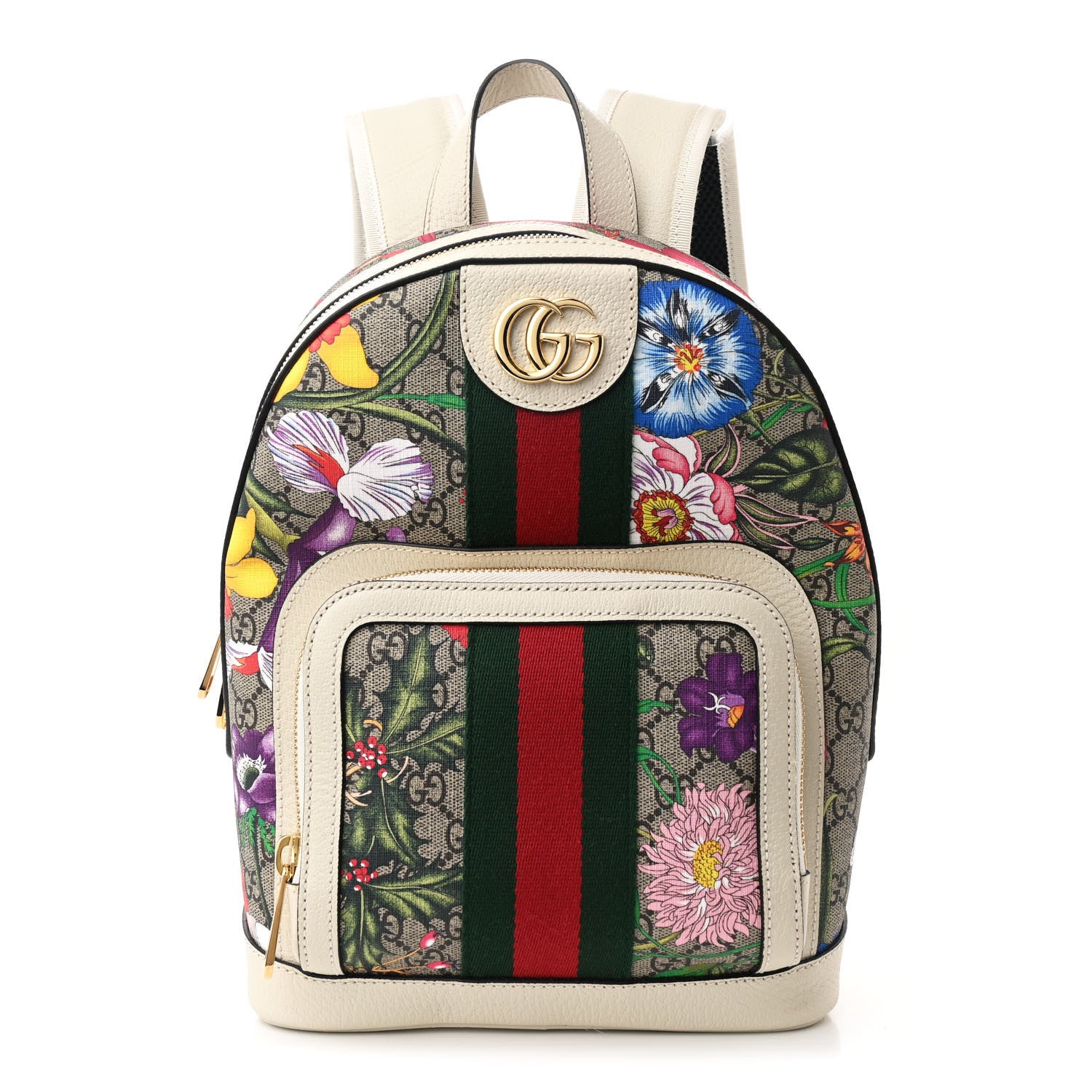 Gucci GG Supreme Monogram Flora Web Small Ophidia Day Backpack White 1 of 11