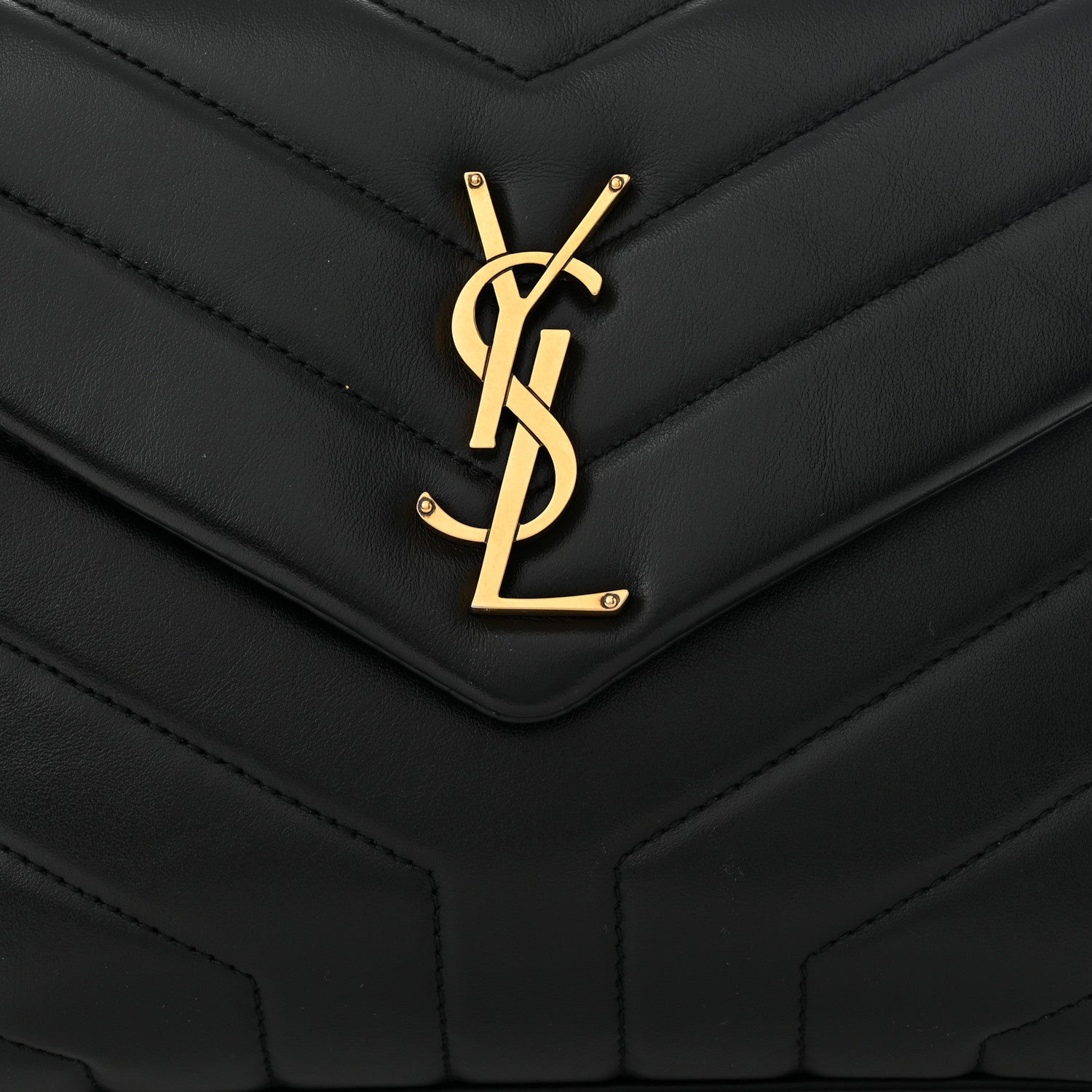 Saint Laurent Calfskin Y Quilted Monogram Small Loulou Chain Satchel Black 7 of 9