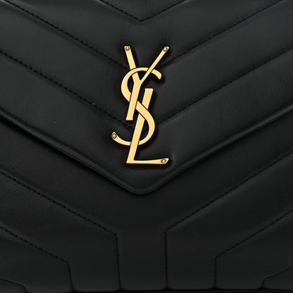 Saint Laurent Calfskin Y Quilted Monogram Small Loulou Chain Satchel Black 7 of 9