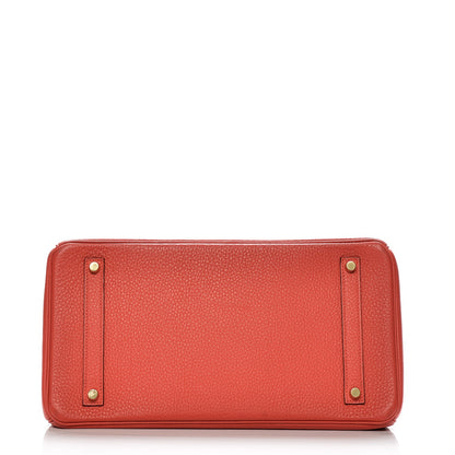 Hermes Taurillon Clemence Birkin 35 Rouge Pivoine 6 of 34