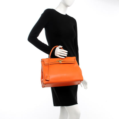 Hermes Veau Gulliver Kelly Retourne 35 Orange 3 of 13