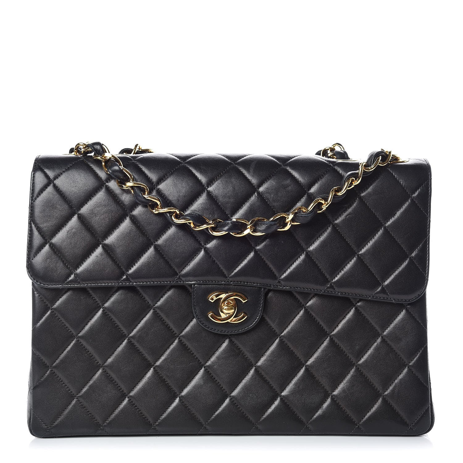 Chanel Lambskin Quilted Jumbo Single Flap Black 1 of 17