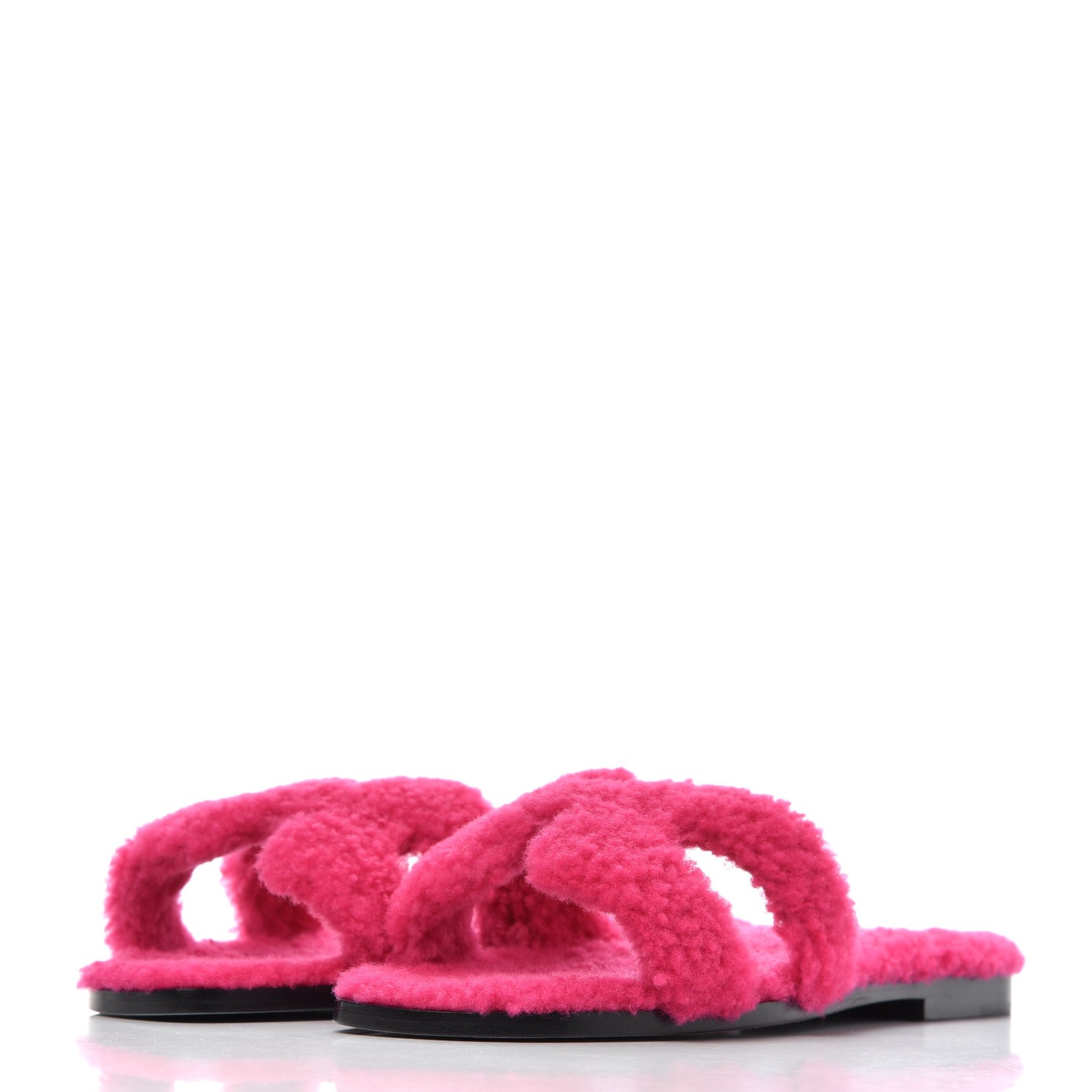 Hermes Woolskin Oran Sandals 37 Rose Fuchsia 3 of 12