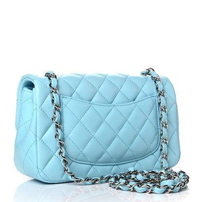 Chanel Lambskin Quilted Mini Rectangular Flap Neon Blue 1 of 12