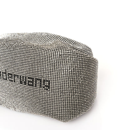 Alexander Wang Mesh Crystal Rhinestone Mini Scrunchie Clutch Black Silver 8 of 8