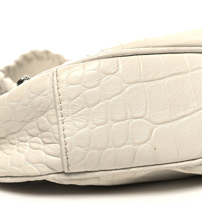 Balenciaga Extra Supple Calfskin Crocodile Embossed Le Cagole Shoulder Bag XS White 11 of 15
