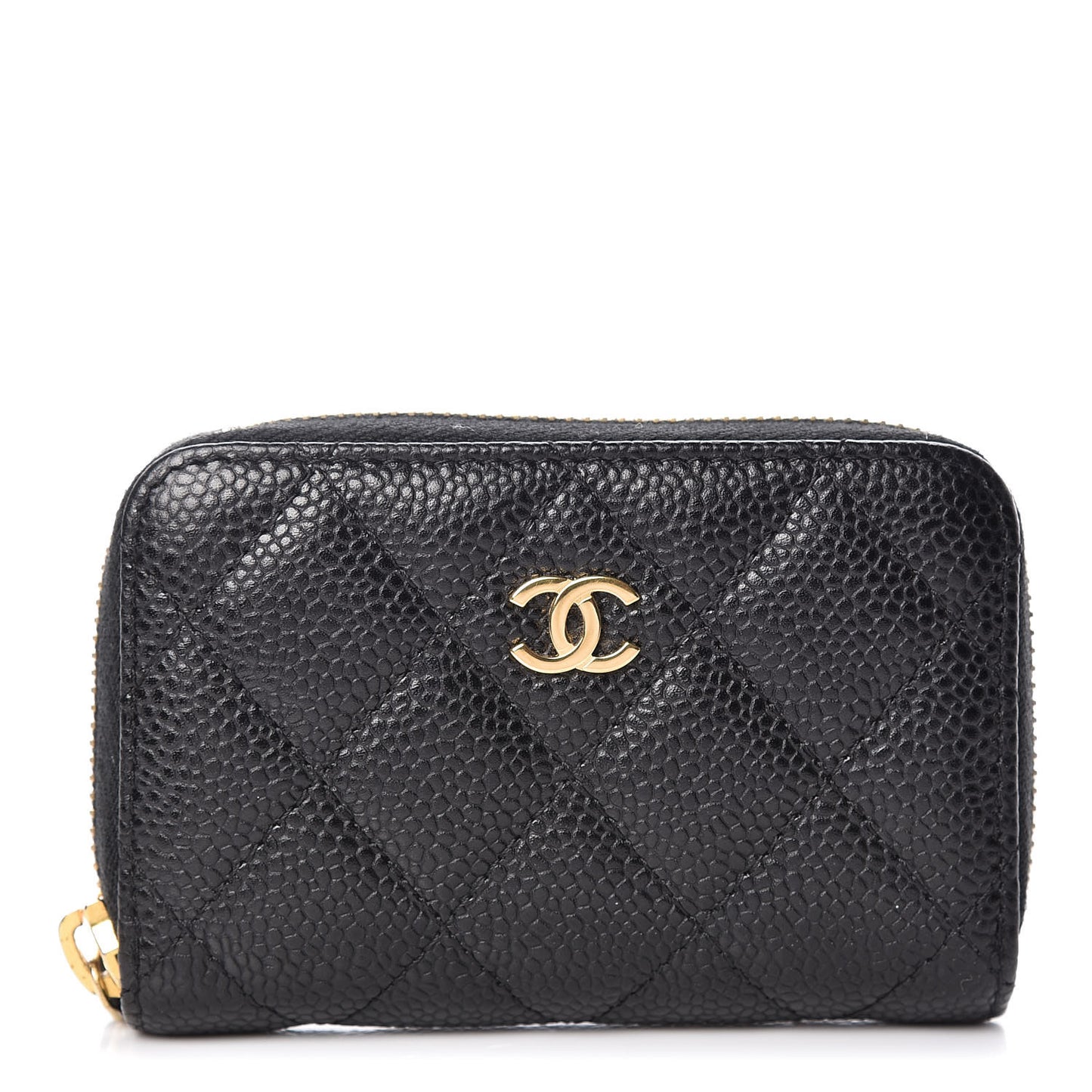 Caviar Quilted Zip Coin Purse Black
