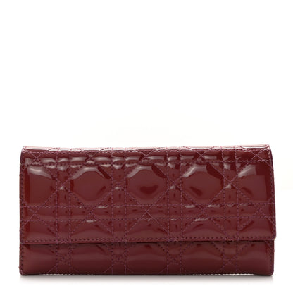 Christian Dior Patent Cannage Lady Dior Rendezvous Wallet On Chain Fuchsia 1 of 14