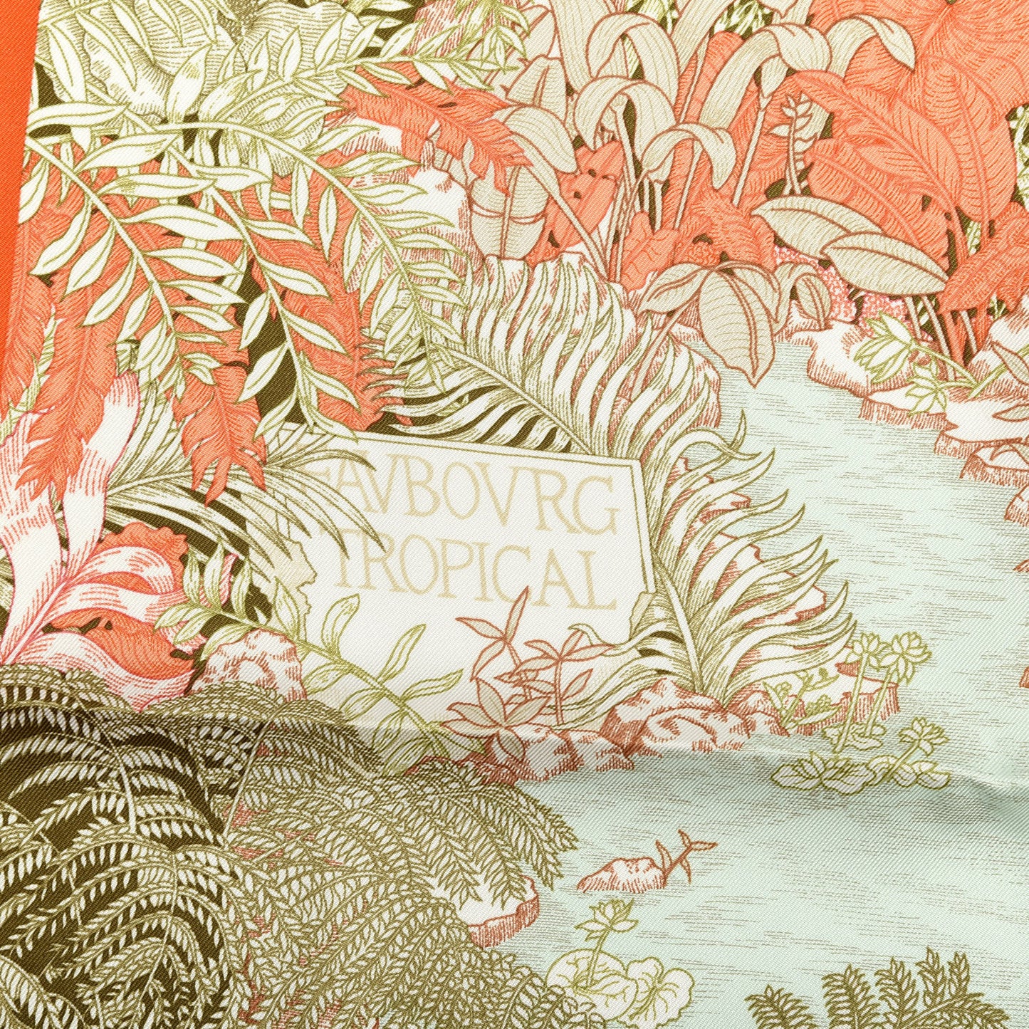 Silk Faubourg Tropical Scarf 90 Orange Kaki Saumon