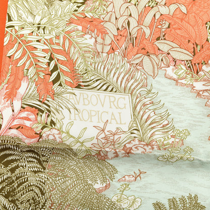 Hermes Silk Faubourg Tropical Scarf 90 Orange Kaki Saumon 4 of 6